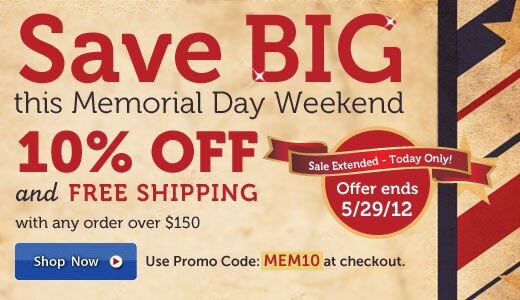 10% Off and Free Shipping! Use Code: MEM10 at checkout