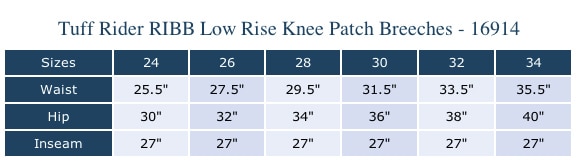 Tuff Rider Boot Size Chart