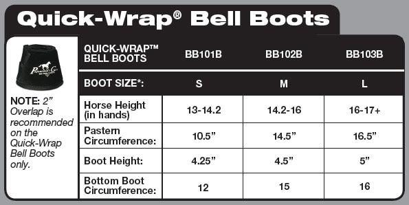 professional choice quick wrap bell boots professional choice bell boots size chart