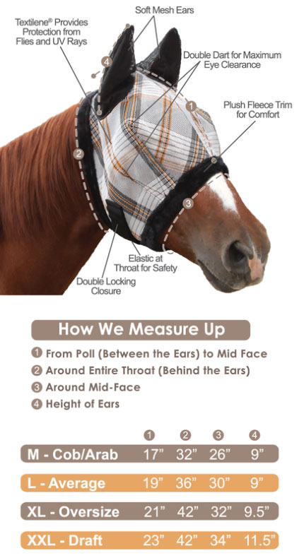Sizing Chart for Kensington Fleece Fly Mask with Ears Made Exclusively For SmartPak