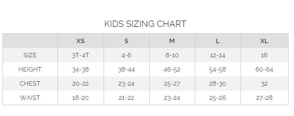 Sizing Chart for Kerrits Kids Performance Knee Patch Pocket Tight