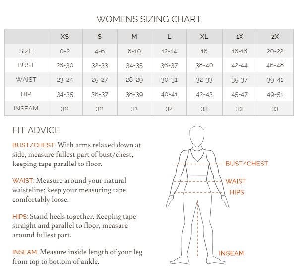 Sizing Chart for Kerrits Affinity Aero Show Coat