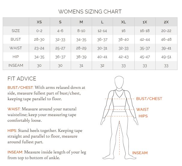 Sizing Chart for Kerrits Affinity Aero Show Coat