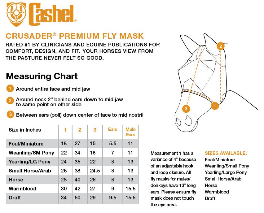Cashel Quiet Ride Mule Fly Mask Standard with Ears 