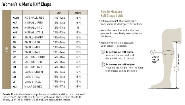 Image result for ariat half chap size chart