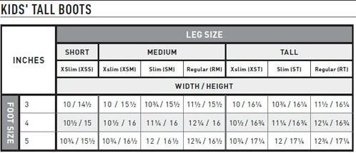 Youth Footwear Size Chart