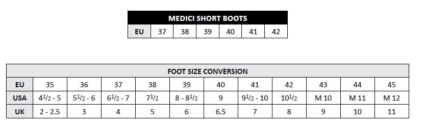 Tredstep Boots Size Chart