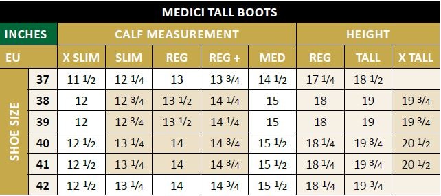 Tredstep Boots Size Chart