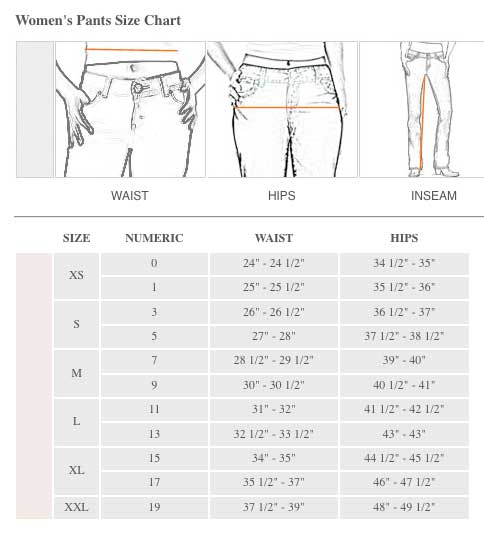 wrangler jeans sizes